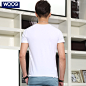 WOOG2014夏季新款男士纯白色圆领短袖t恤潮流纯色半袖打底衫男T恤-tmall.com天猫
