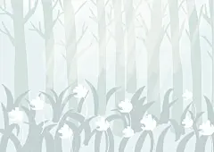 小清新自然森林植物微噪点风格插画壁纸