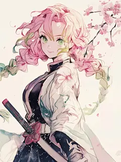 AIGC#35 鬼灭之刃恋柱甘露寺蜜璃水墨壁纸_4_CanYu_来自小红书网页版