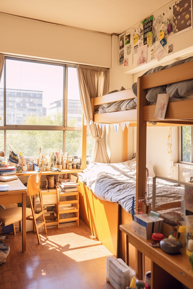 敞亮干净的校园学校大学宿舍场景摄影图