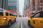 General 1600x1066 SamAlive outdoors street building snowing landscape city New York City car taxi traffic lights