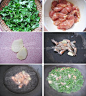 如何做虾头肉片滚枸杞叶的做法（素菜菜谱）