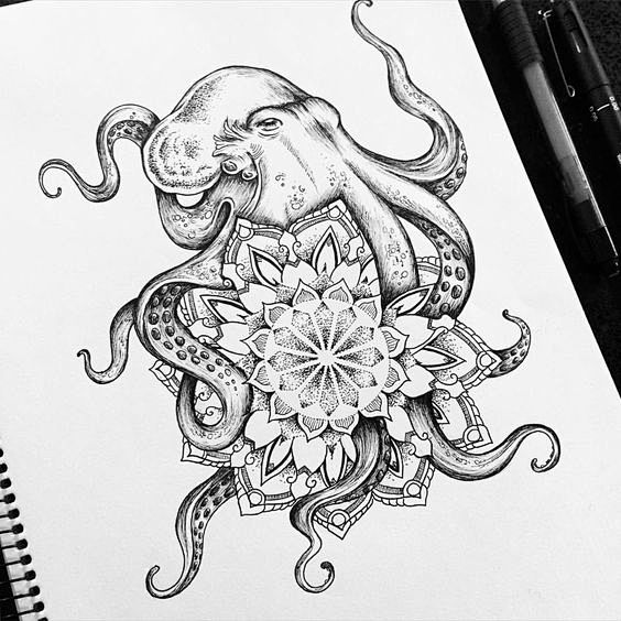 Octopus mandala tatt...