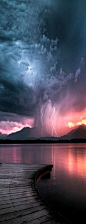 Lightning at Sunset dazzling expression: 