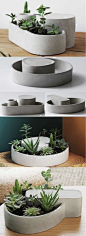 Concrete Modern Geometric Succulent Planter Flower Pot Pen Pencil Holder Office Desk Stationery Organizer