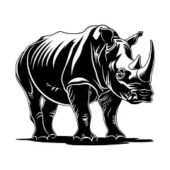黑白犀牛插画艺术图