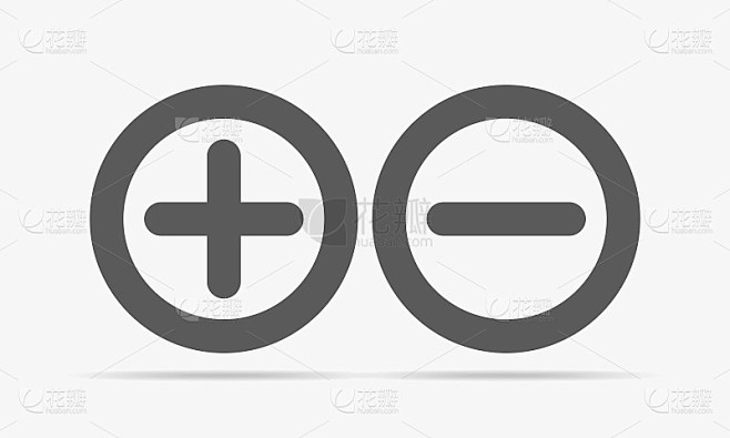 正负圆形图标。矢量图