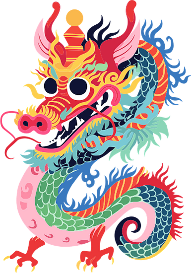 龙年炫彩色块素材-龙