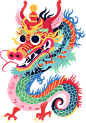 龙年炫彩色块素材-龙