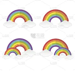 矢量彩虹和云集
