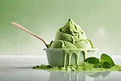 薄荷牛油果冰淇淋球绿色冰淇淋摄影图片