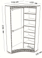 墙角型衣帽间圆角版的实际尺寸图。。。