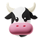 奶牛 3D多彩卡通动物形象图标 CowFace_2k