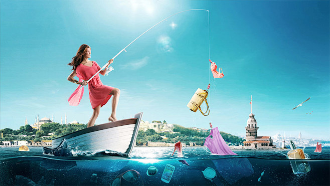 伊斯坦布尔购物节PS创意合成海报设计，来...