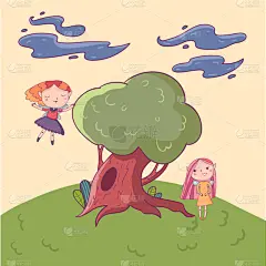 巨大的,地形,乱画,橡树,仙女,过时的,自然,幻想,树,飞