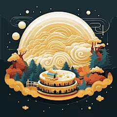 包装艺术中秋节 月饼 包装盒 插画 图标 SVG 设计 素材 矢量