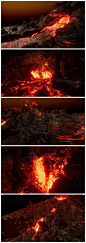 unity3d 火山爆发熔岩岩浆石头地表拼接场景3D模型 插件地编参考 CG原画参考设定