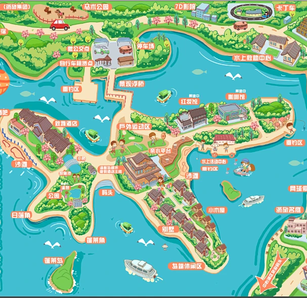 手绘地图定制卡通古镇3d立体景区校园绘制设计游戏乐公园地图制作-淘宝网-花瓣网