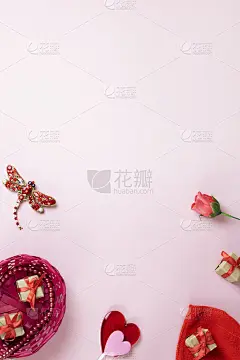 作文，情人节套装，所有的情人，妇女节。放置文本，顶部视图。副本的空间。平的。垂直,横幅空白