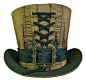 Steampunk madhatter Hand made copper colour Taffeta Top Hat with clock hand