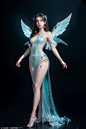 00756-2692783451-An ethereal female figure with With ((( exquisite transparent big shining  wings))), surrounded by glowing, magical creatures in