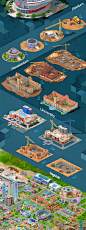 Megapolis Buildings – 用于城市模拟的等距 3D 精灵