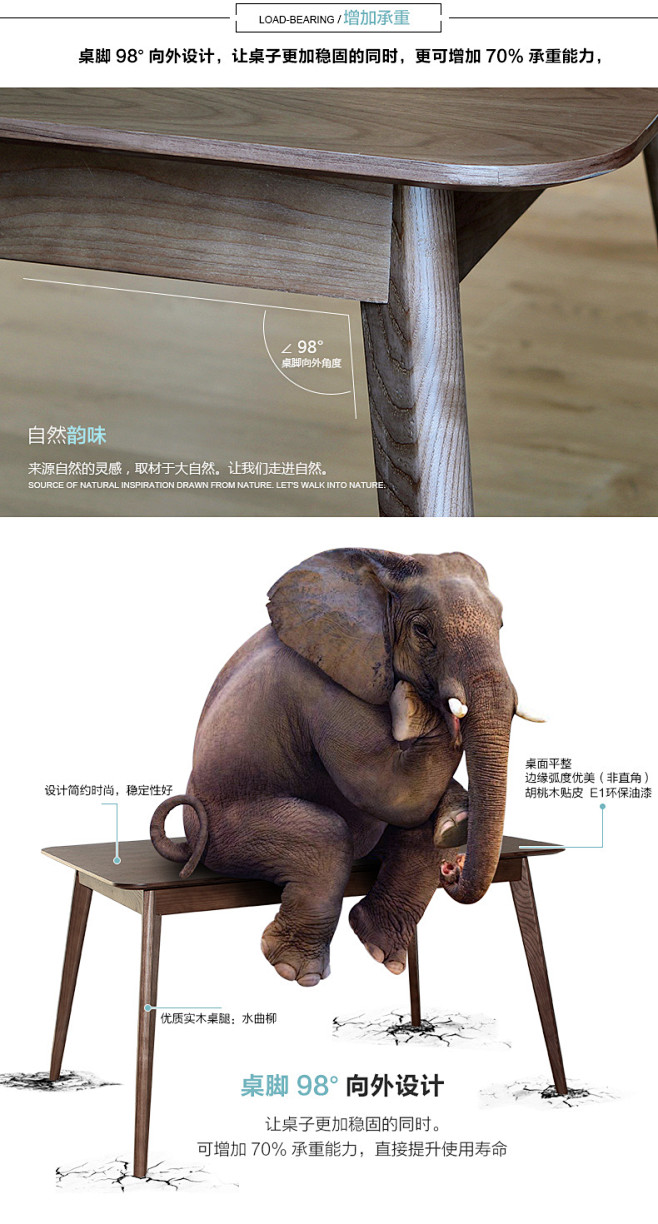 北欧家具水曲柳实木餐桌椅组合小户型现代简...