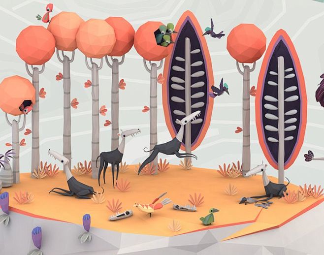 C4D-低边形#2.5D #扁平化风格#...