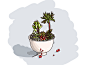 多肉植物手绘插画