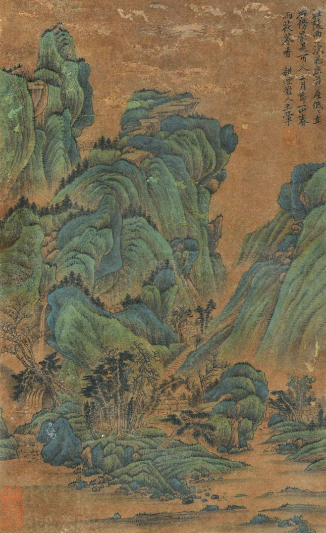 王翚——【杜陵西上浣花庄，柳屋低低在石傍。最是可人三月节，一山春雨茯苓香】山水 立轴欣赏 | 清|王翚(1632-1717)字石谷，号耕烟散人 ...
