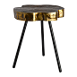 Buy Pols Potten Tree Slice Side Table - Set of 2 | Amara : Create a contemporary setting with this set of two Tree Slice side tables from Pols Potten. Reminiscent of cut tree bark, they have a vintage brass finish with complementing powder boated black le