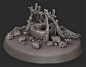 fantasy medieval location with ancient water well