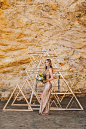 Metallic wooden triangle backdrop: