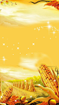 金色秋天玉米丰收麦堆H5背景