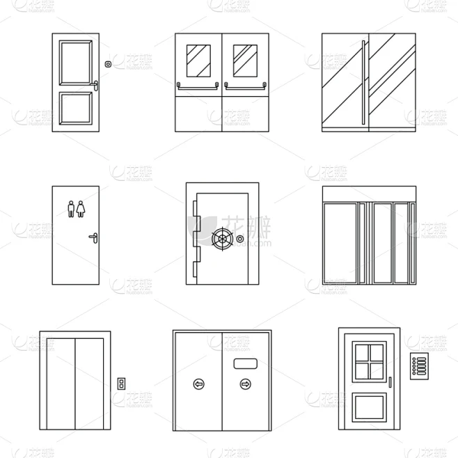 线条,门,计算机图标,细的,住宅内部,电梯,户外,建筑,建筑结构素材-花瓣网