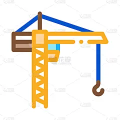工程起重机图标矢量轮廓插图