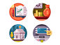 Financial institution icons financial finance symbol banking building institution bank illustration vector flat kit8