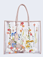 Shopping bag in PVC with flowers - pink