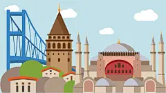 卡通扁平土耳其城市插画