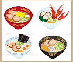 创意手绘美食寿司拉面鱼籽日本料理日式餐饮海报手账平面矢量素材-淘宝网