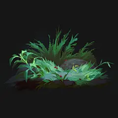 {大自然}手绘植被，石头，云，烟等等