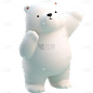 通用可爱感3D立体白色小熊元素贴纸