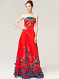 Red Bandeau Qipao / Chinese Wedding / Prom Dress