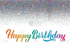 生日快乐手绘毛笔书法字母与彩色点纸屑。生日或周年庆典海报。易于编辑矢量模板贺卡，传单，横幅，贴纸。