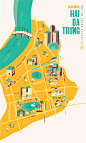 ILLUSTRATION  hanoi vietnam Street map district Travel colorful vietnamese print