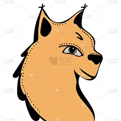 可爱的,山猫,卡通,幽默,动物头,狞獾,野生动物,肖像,哺乳纲,动物