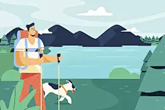 简约风手绘户外露营人物插画