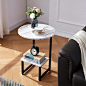 Amazon.com: Urraca White Small Side Table, Round Modern End Table with Marble Tabletop, Black Metal Nightstand for Living Room, 18”D x24”H : Home & Kitchen