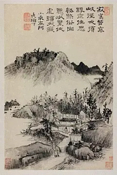 《 石涛山水册 》 石涛《杜甫诗意册》经过二十余分钟激烈竞价，以6000万元落锤，成交价为6900万元 。 #国学新青年##书画# ​​​​