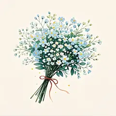 卡通彩铅手绘满天星花束高清模板免费下载-趣麦麦图